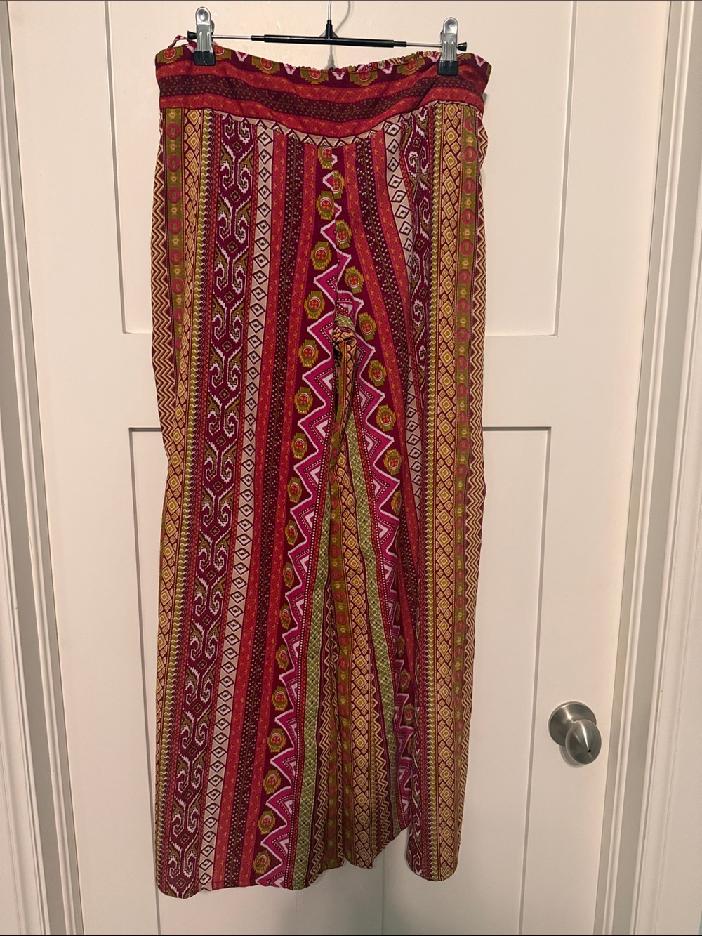 EARTHBOUND Red Pink Multi Patterned Wide-Leg Bohemian Palazzo Pants Size S